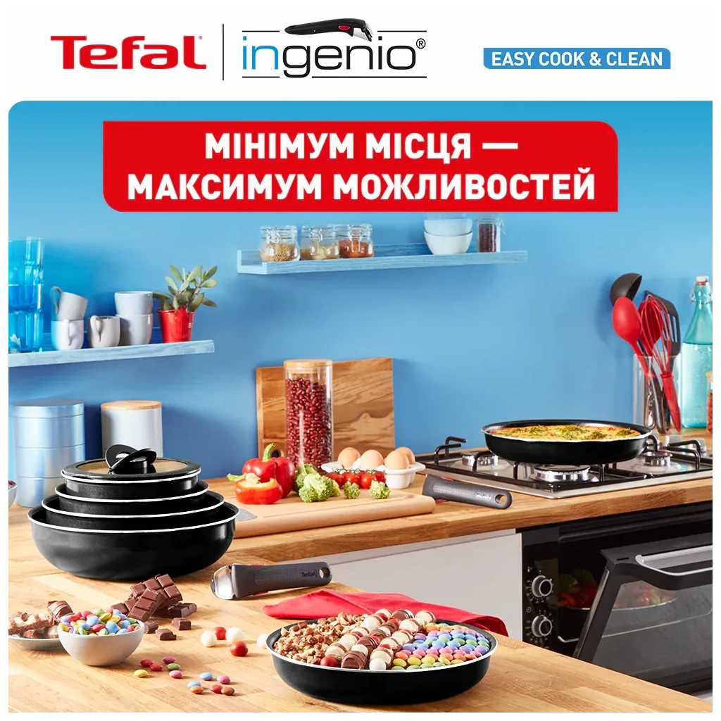 Набір посуду Tefal Ingenio Easy Cook & Clean 10 предметів чорний (L1539053) - зображення 10