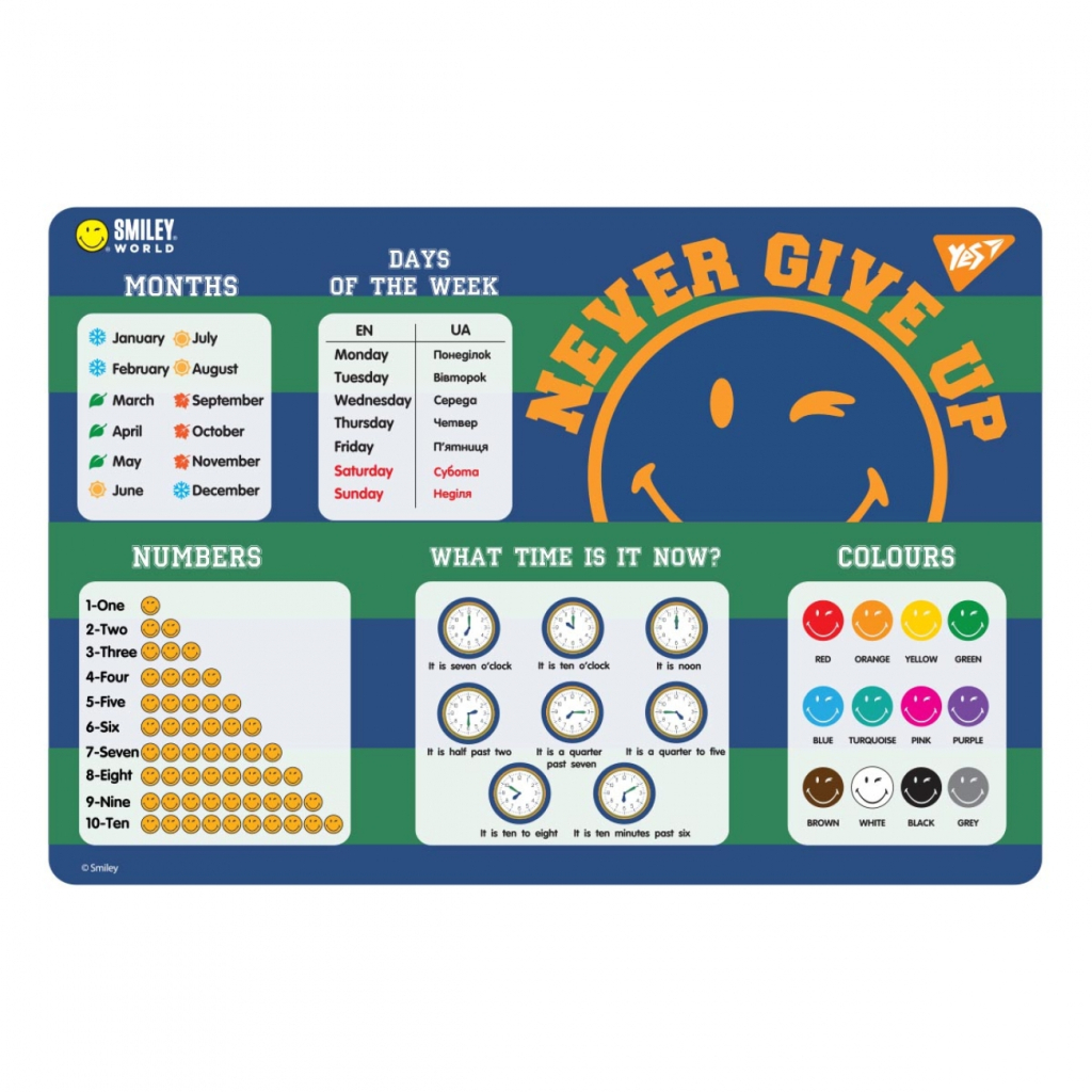 Підкладка настільна Yes Smiley World. College English (491656) - зображення 1