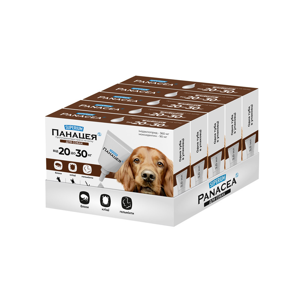Краплі для тварин Superium Панацея Протипаразитарні для собак 20-30 кг (9144) - изображение 2