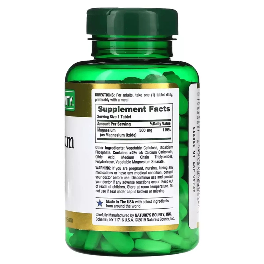 Мінерали Nature's Bounty Магній, 500 мг, Magnesium, 200 таблеток (NRT-53086) - зображення 2