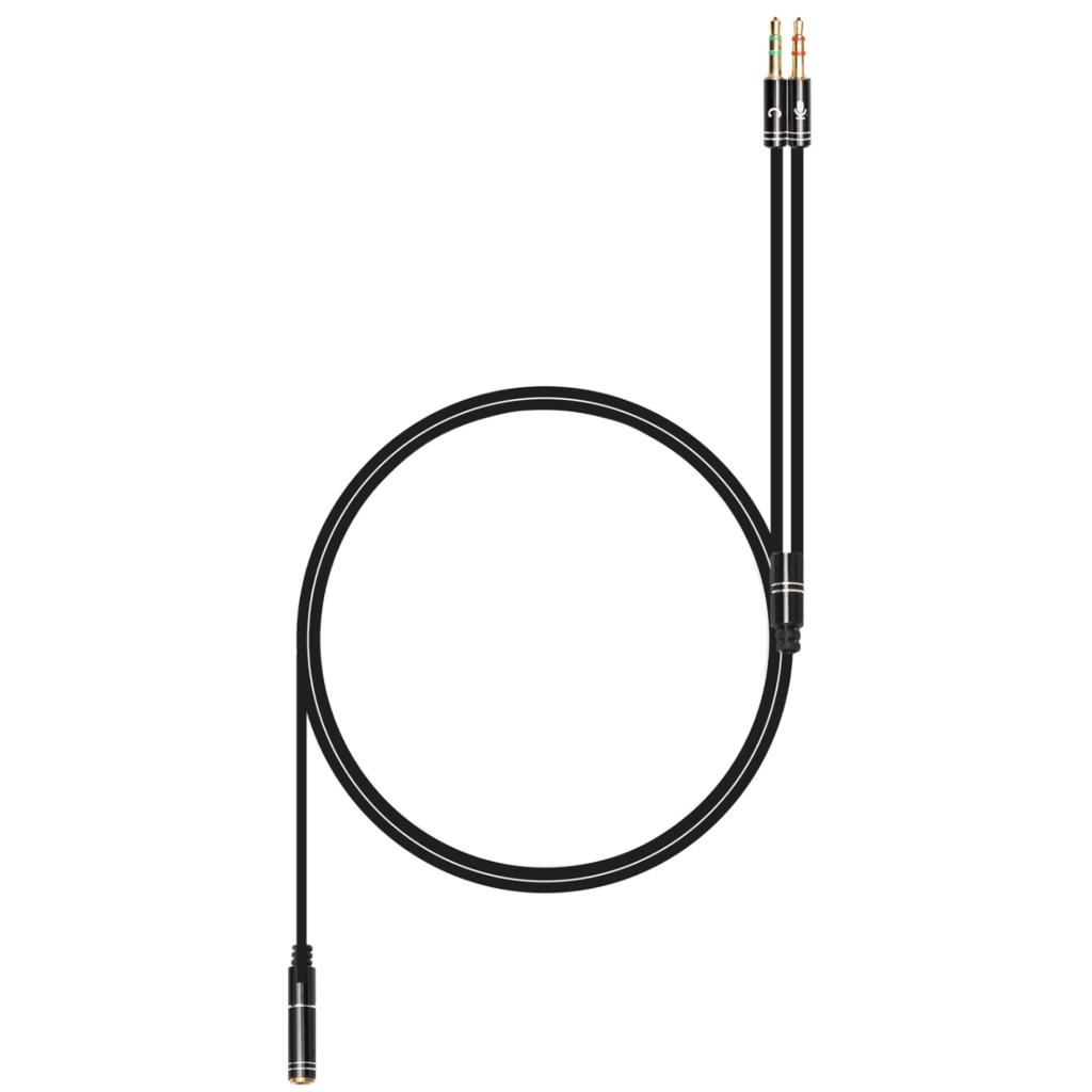 Кабель мультимедійний 3.5mm F to 2x3.5mm M 0.4m (4pin) black XoKo (AC-009) - изображение 2