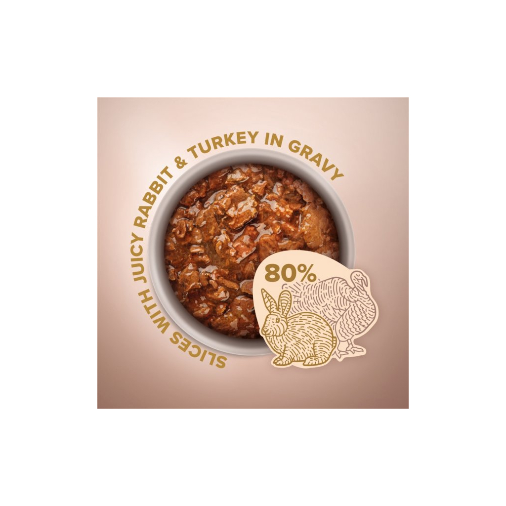 Вологий корм для кішок Club 4 Paws Selection Плюс Шматочки з кроликом та індичкою в соусі 80 г (4820215368001) - зображення 2