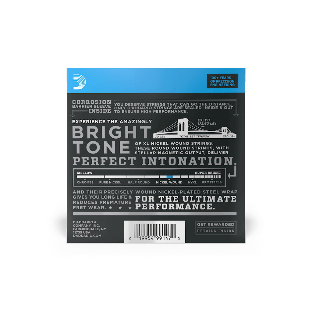 Струни для гітари D'Addario XL Nickel Wound Baritone Medium (14-68) (EXL157) - зображення 2