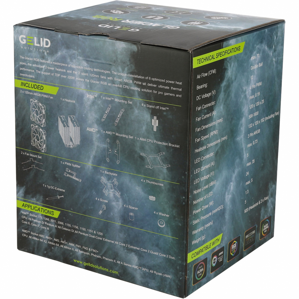 Кулер до процесора Gelid Solutions Glacier RGB 240 TDP (CC-Glacier-01-A) - зображення 7