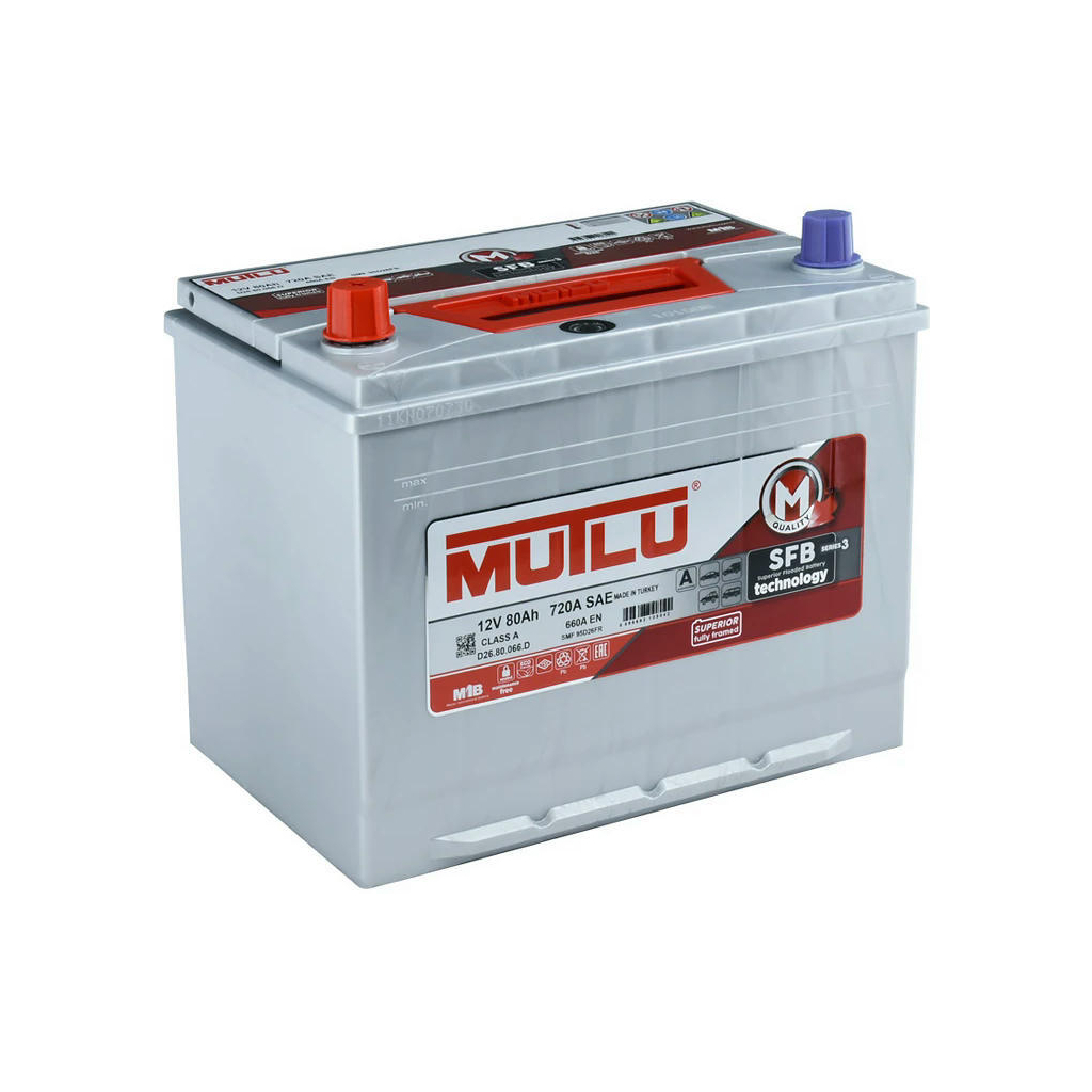 Акумулятор автомобільний MUTLU 6СТ-80 (1) Asia SFB D26.80.066.D - зображення 3