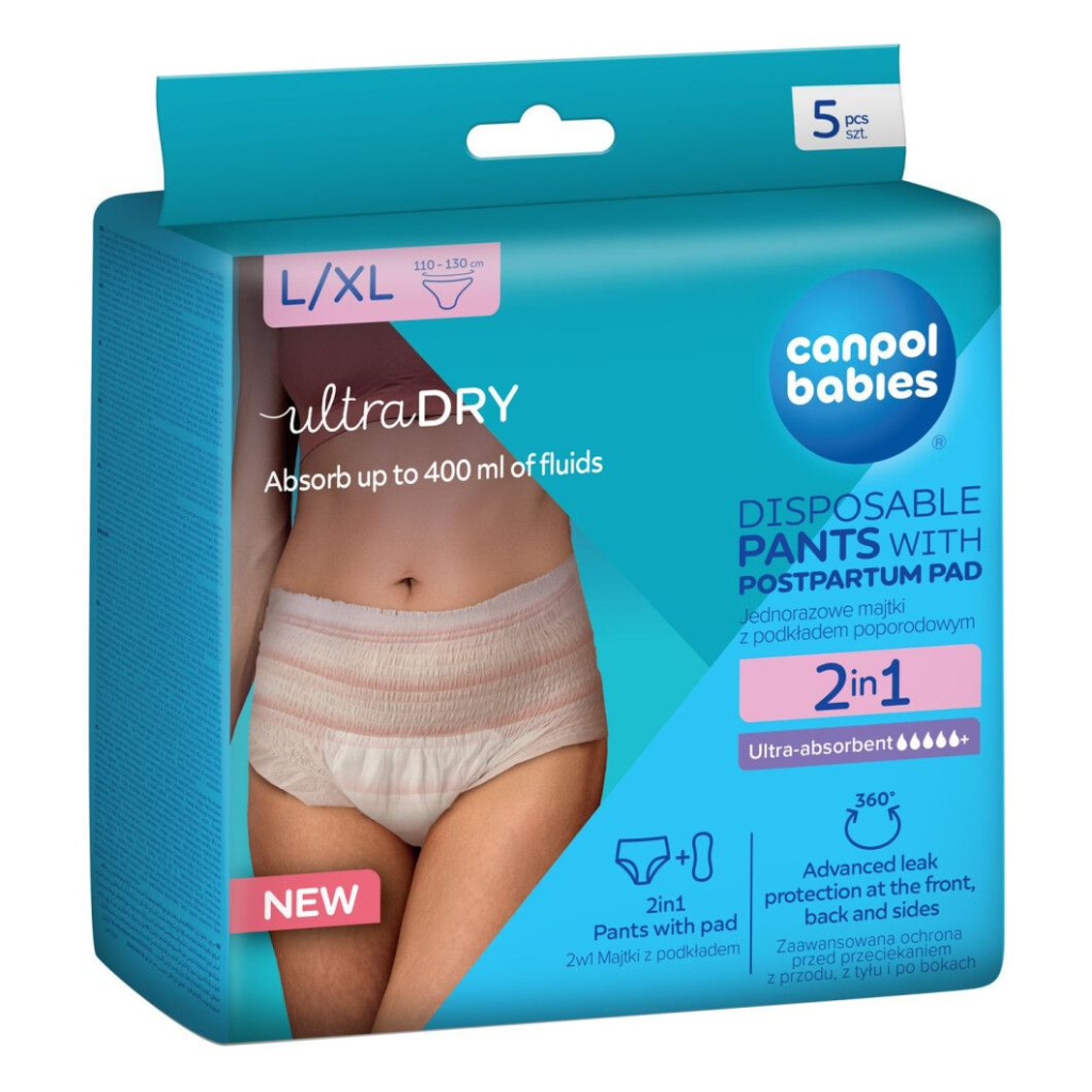 Післяпологові труси Canpol babies 2 в 1 L/XL 5 шт. дихаючі та ультрапоглинаючі, одноразові (78/012) - зображення 10