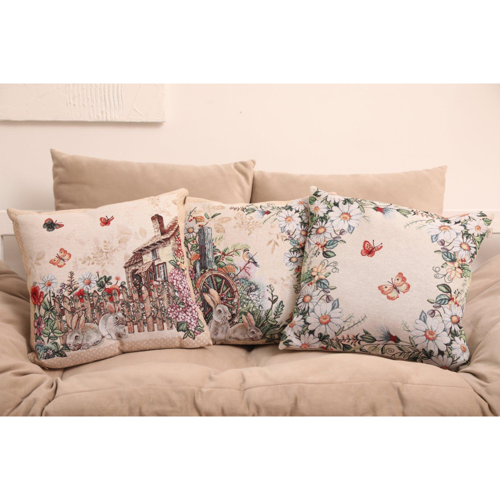 Подушка Прованс гобеленова декоративна Alicia метелики та квіти 45х45 см (021823) - зображення 5