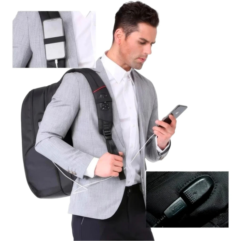 Рюкзак для ноутбука Tavialo 15.6" Smart TB20-1 black, 20л, 46х31х19см (TB20-124BL) - зображення 11