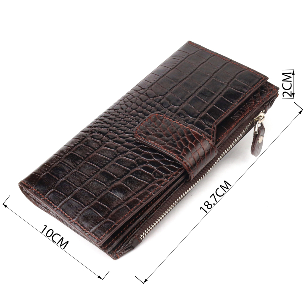 Гаманець Canpellini З натуральної шкіри з тисненням під крокодила Коричневий (21637) - зображення 3