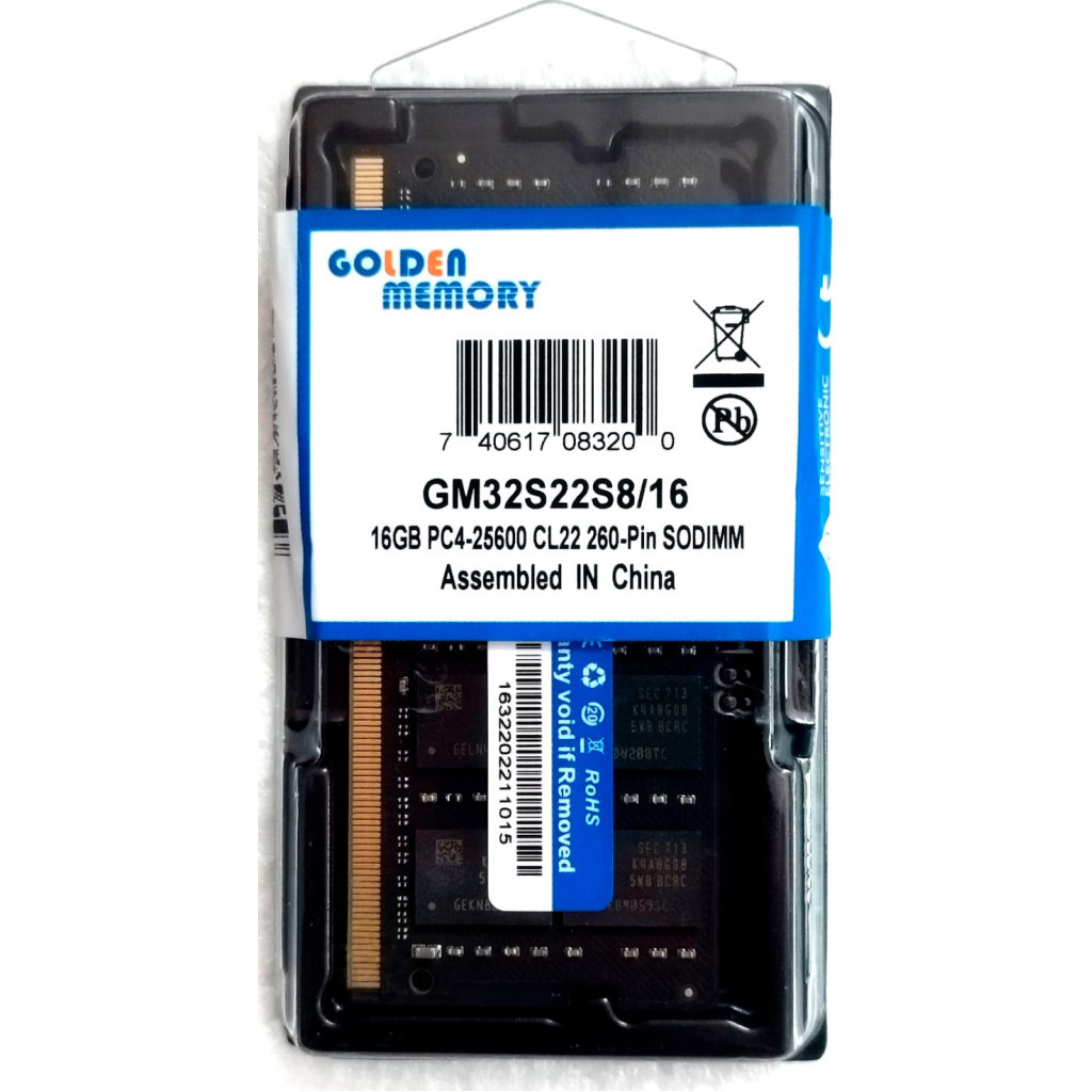 Модуль пам'яті для ноутбука SoDIMM DDR4 16GB 3200 MHz Golden Memory (GM32S22S8/16) - зображення 2