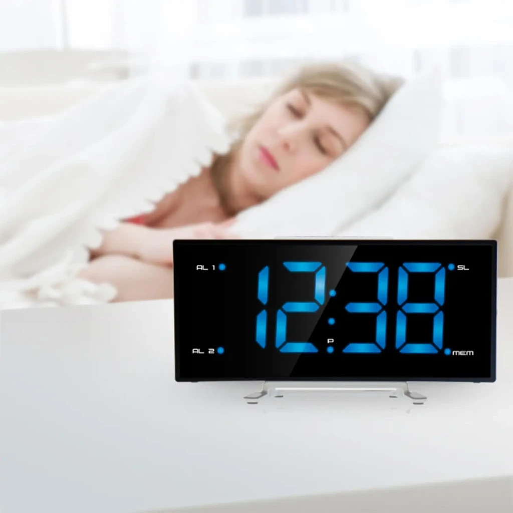 Настільний годинник Technoline WT460 Blue LED з радіо Black/Silver (DAS301824) - зображення 6