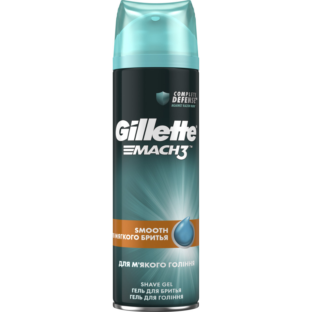 Гель для гоління Gillette Mach 3 Close & Smooth для гладкого і м'якого гоління 200 мл (7702018088485) - зображення 1