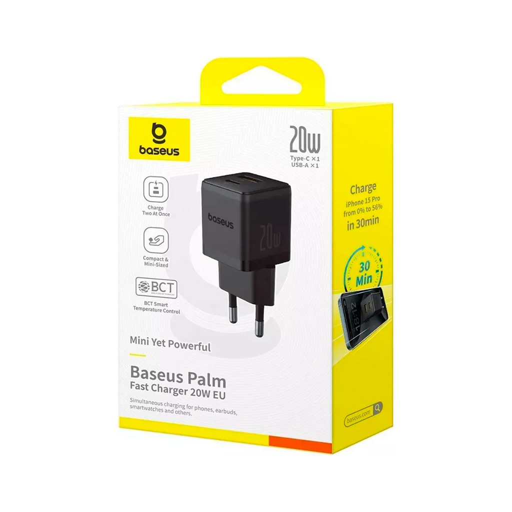 Зарядний пристрій Baseus Palm Fast Charger C+U 20W black (P10111608113-00) - зображення 5