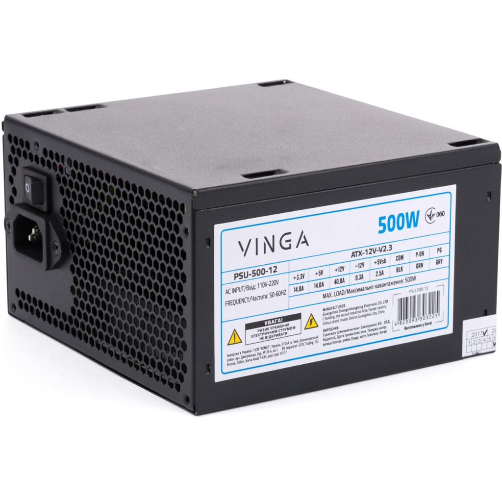 Блок живлення Vinga 500W ОЕМ (PSU-500-12) - зображення 1
