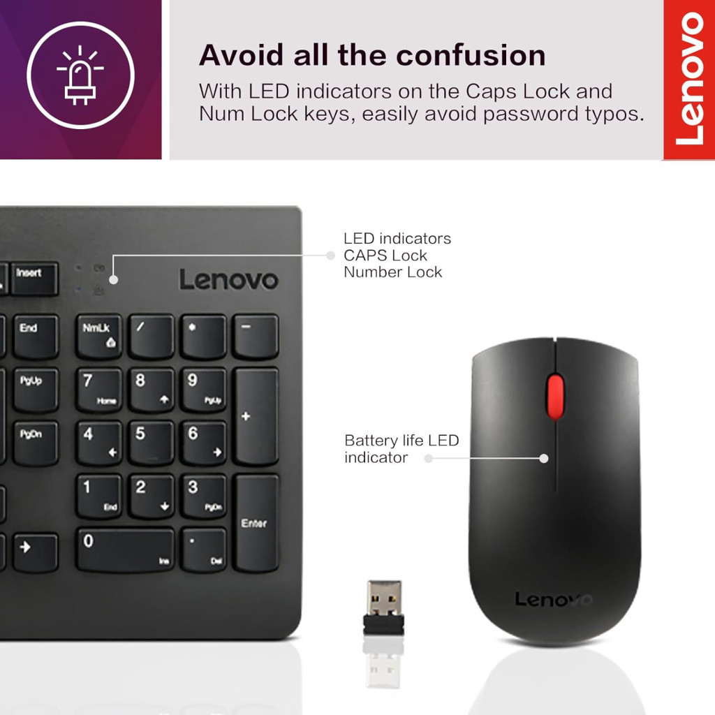 Комплект Lenovo 510 Combo Wireless UA Black (GX31D64836) - зображення 5