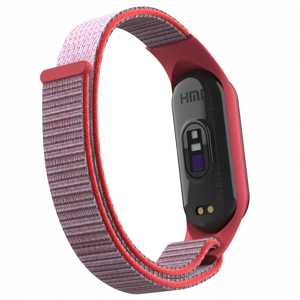 Ремінець до фітнес браслета Armorstandart нейлоновий для Xiaomi Mi Band 7/6/5/4 Grey/Red (ARM67853) - зображення 2
