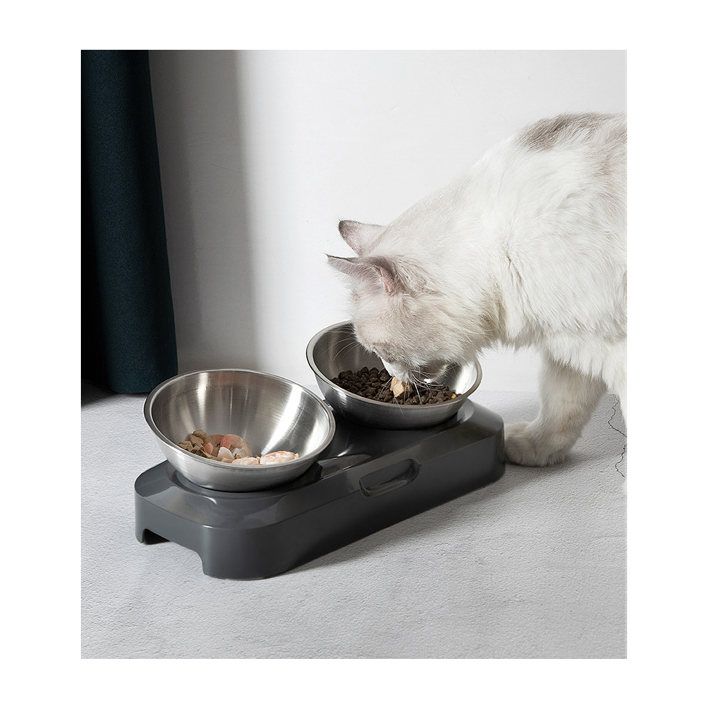 Посуд для котів Lapka Годівниця подвійна з металевими мисками (LPK-27) - зображення 9