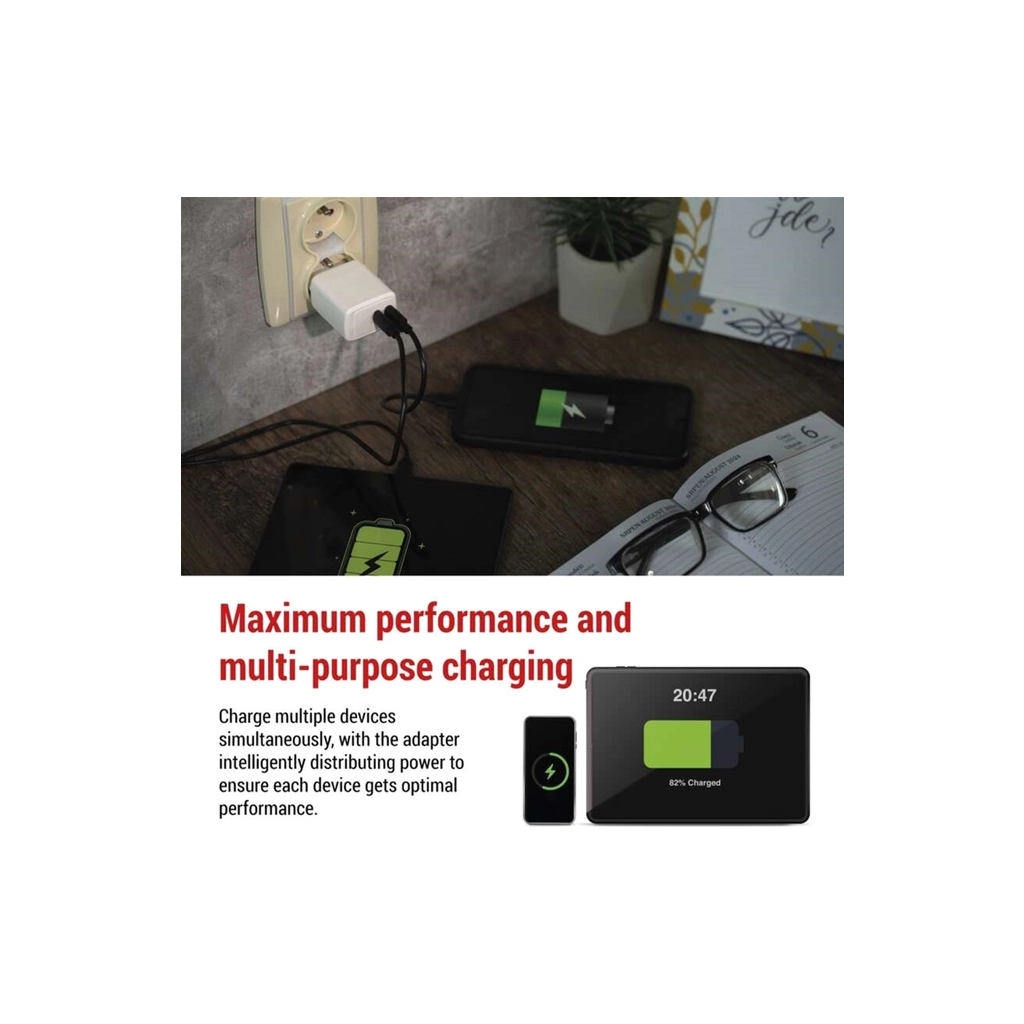 Зарядний пристрій EMOS V03G35 2xUSB-C 15W GaN (V03G35) - зображення 4