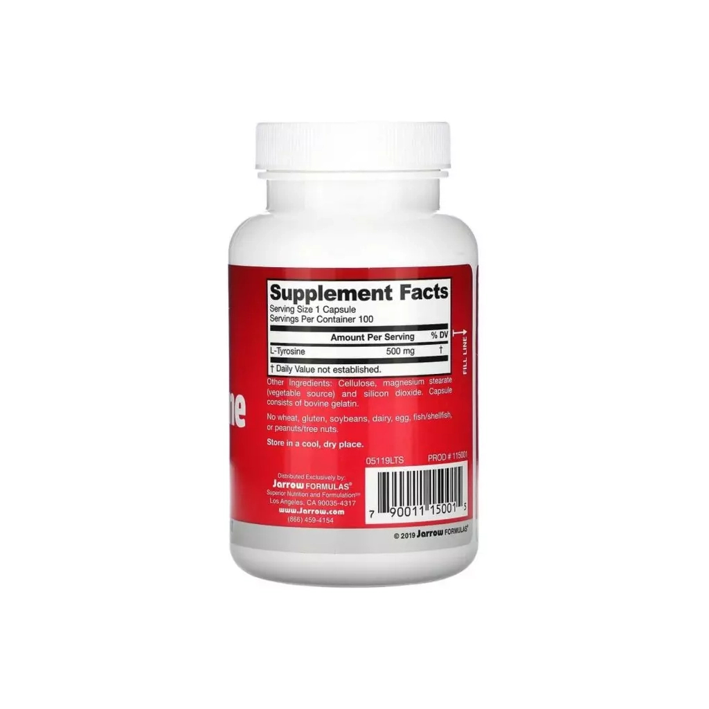 Вітамінно-мінеральний комплекс Jarrow Formulas Тирозин, L-Tyrosine, 500 мг, 100 капсул (JRW-15001) - зображення 2