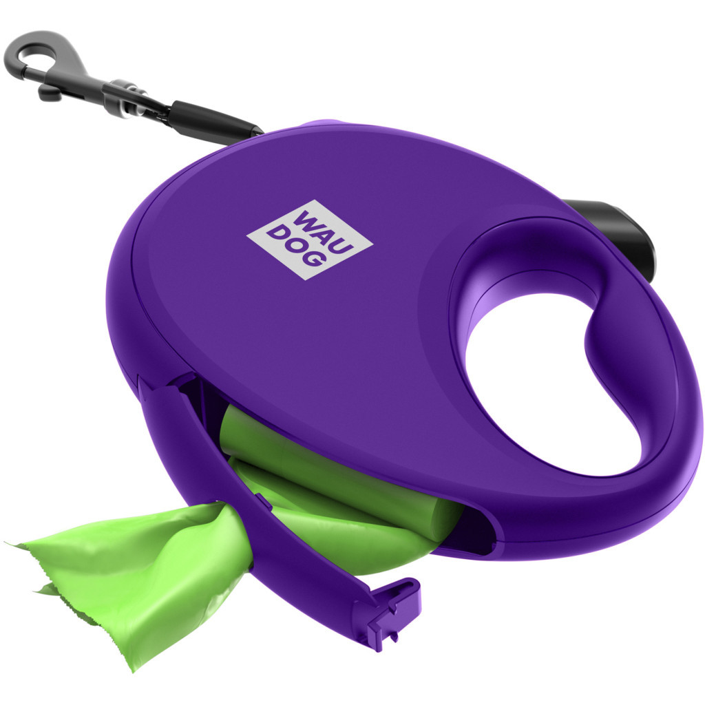Повідець для собак WAUDOG R-leash з контейнером для пакетів L до 40 кг 5 м фіолетовий (26299) - зображення 4
