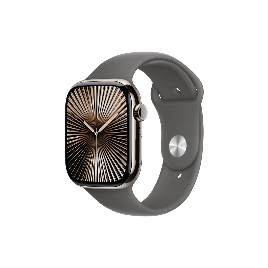 Смарт-годинник Apple Watch Series 10 GPS + Cellular 46mm Natural Titanium Case with Stone Grey Sport Band - M/L (MWYA3QH/A) - зображення 1
