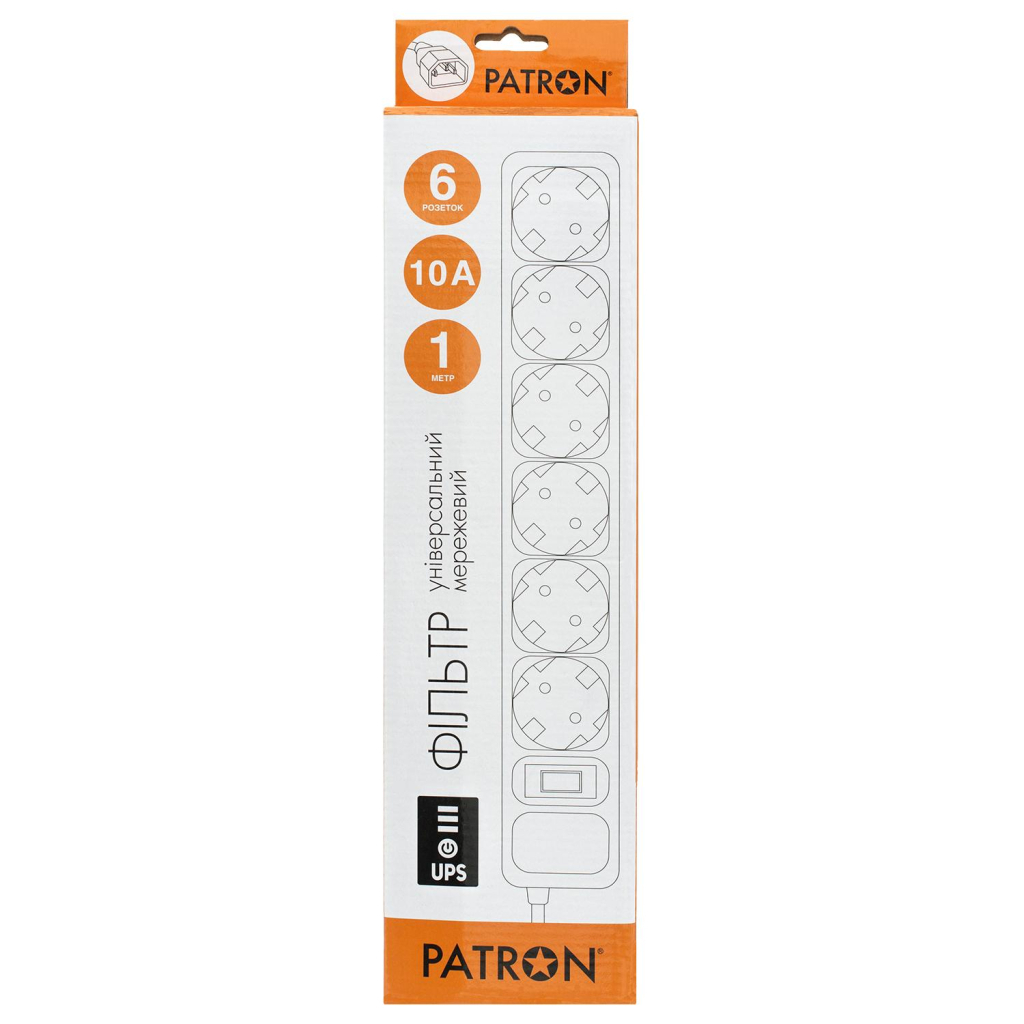 Мережевий фільтр живлення Patron 1 m3*1mm2 (SP-1063U) 6 розеток BLACK (EXT-PN-SP-1063U) - зображення 2
