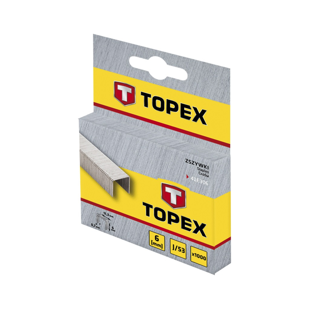 Скоби для будівельного степлера Topex 8 мм, 1000 шт, тип J (41E308) - изображение 2