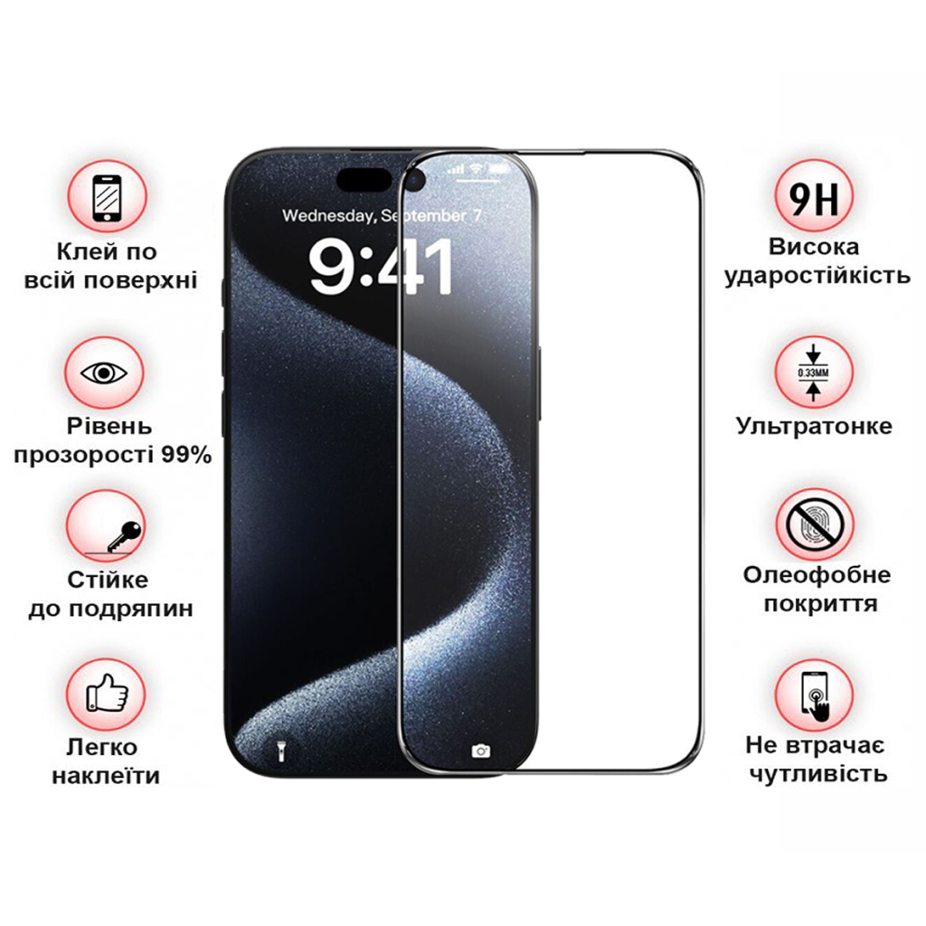 Скло захисне BeCover Apple iPhone 16 Plus Black (712123) - зображення 3