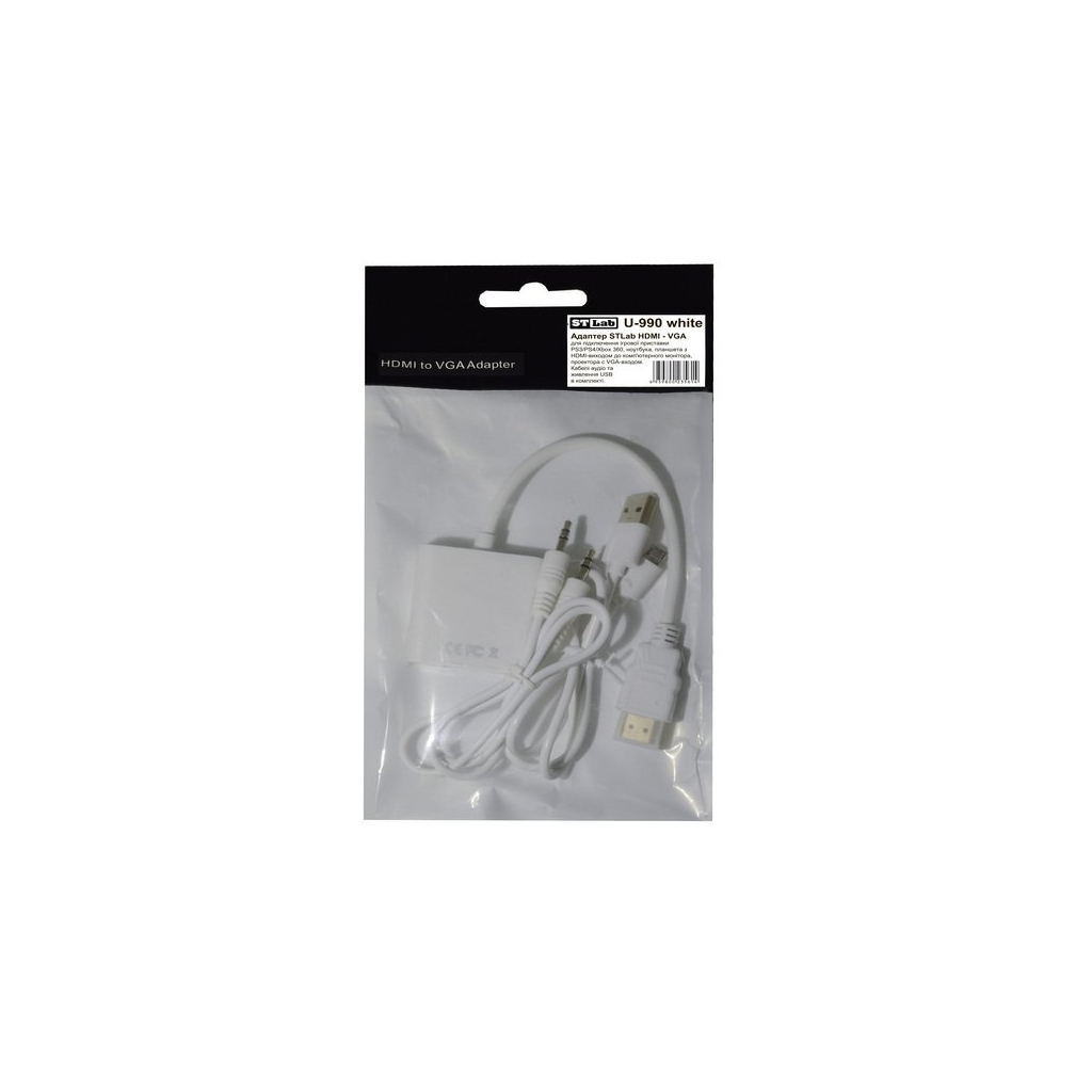 Перехідник HDMI M to VGA F (з кабелями аудіо і живлення від USB) ST-Lab (U-990 white) - изображение 6
