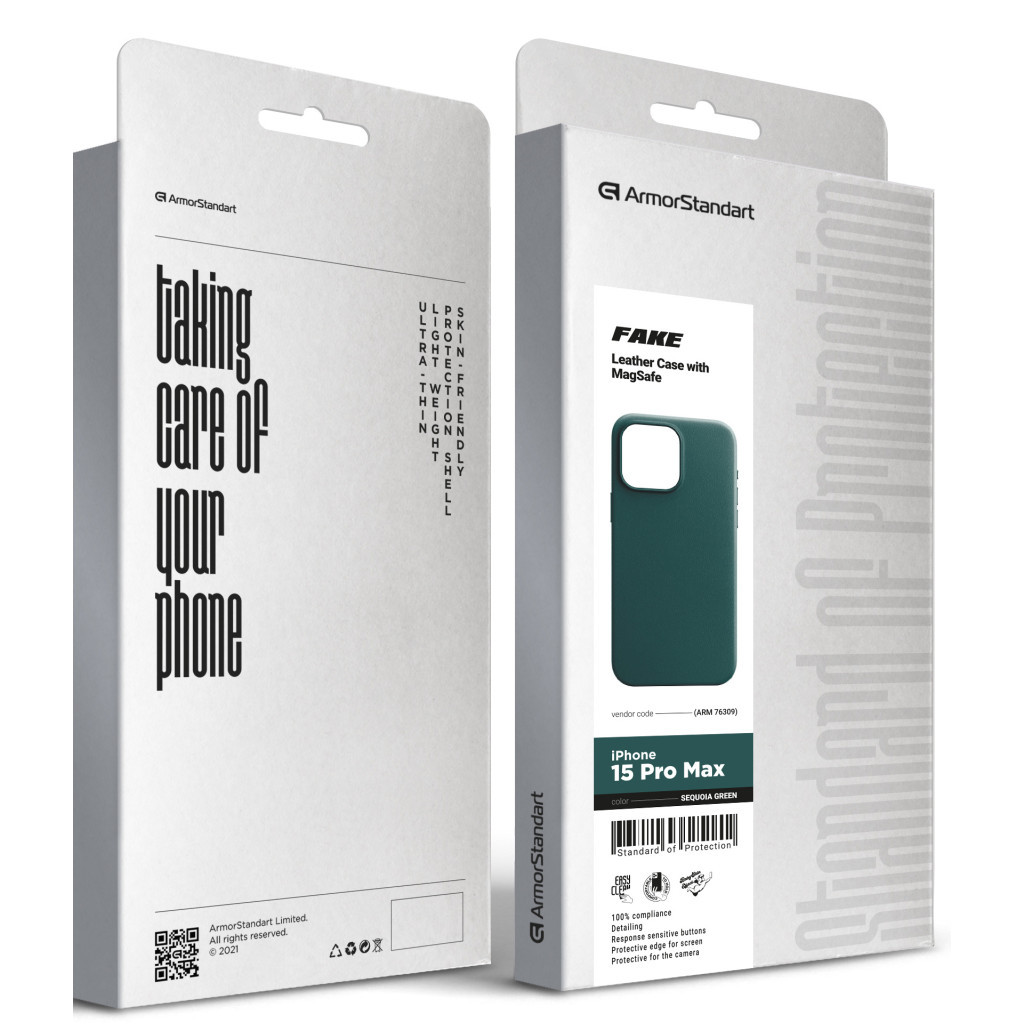 Чохол до мобільного телефона Armorstandart FAKE Leather Case Apple iPhone 15 Pro Max Sequoia Green (ARM76309) - зображення 5