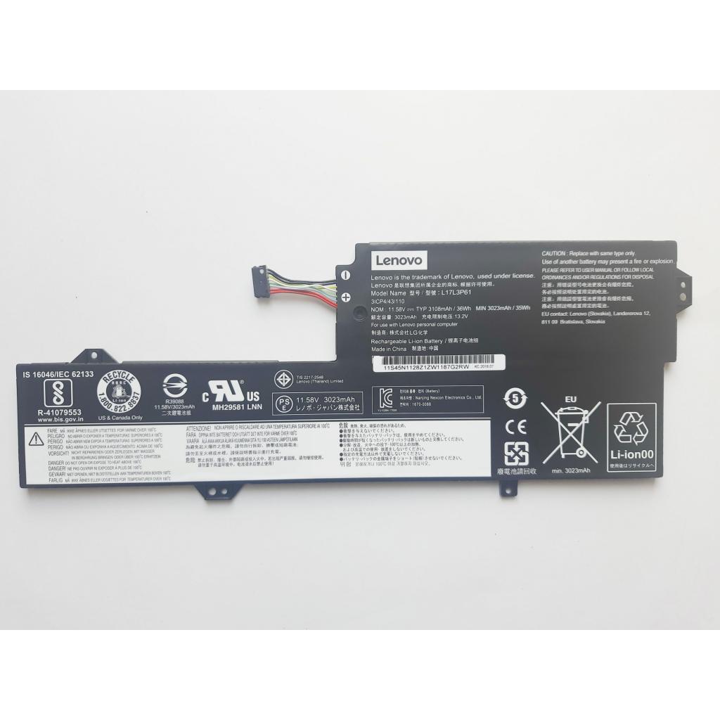 Акумулятор до ноутбука Lenovo IdeaPad 320s-13 L17C3P61, 3108mAh (36Wh), 3cell, 11.58V (A47538) - зображення 1