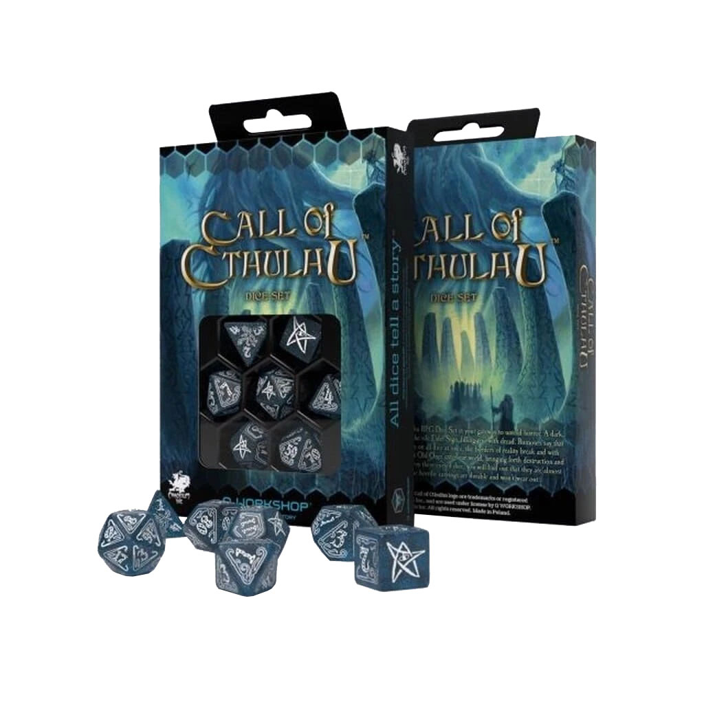 Набір кубиків для настільних ігор Q-Workshop Call of Cthulhu Abyssal white Dice Set (SCTH3F) - изображение 2