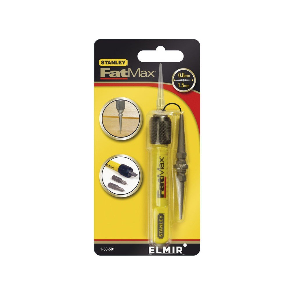 Добійник Stanley FatMax, Interchangeable Nail Set з наконечником D=0,8 мм+1,6 мм, L=76 мм (1-58-501) - зображення 3