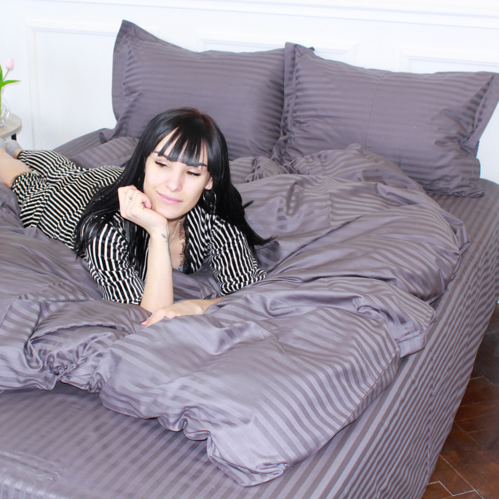 Постільна білизна MirSon Satin Stripe 30-0011 Gray 160х220 Сімейна (2200005251591) - зображення 9