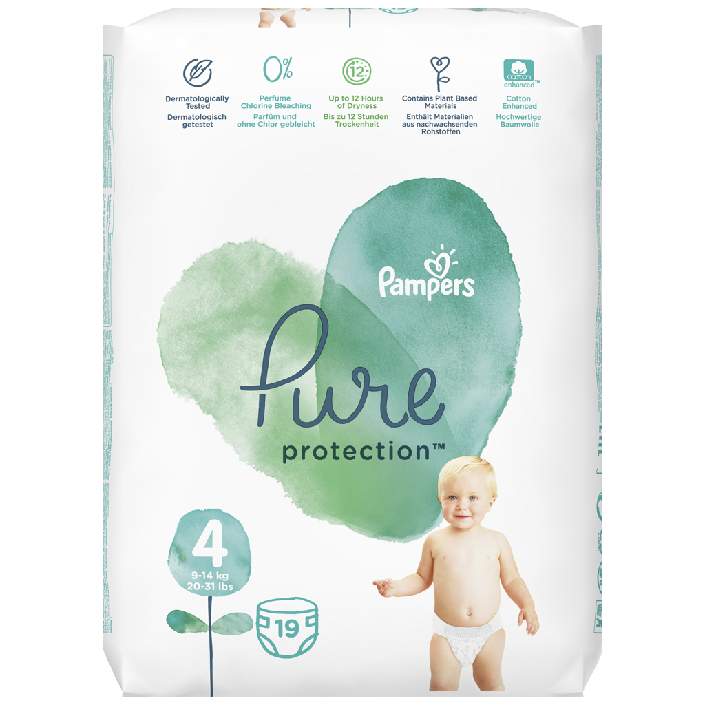 Підгузки Pampers Pure Protection Розмір 4 Maxi 9-14 кг 19 шт. (8001841023298) - зображення 2