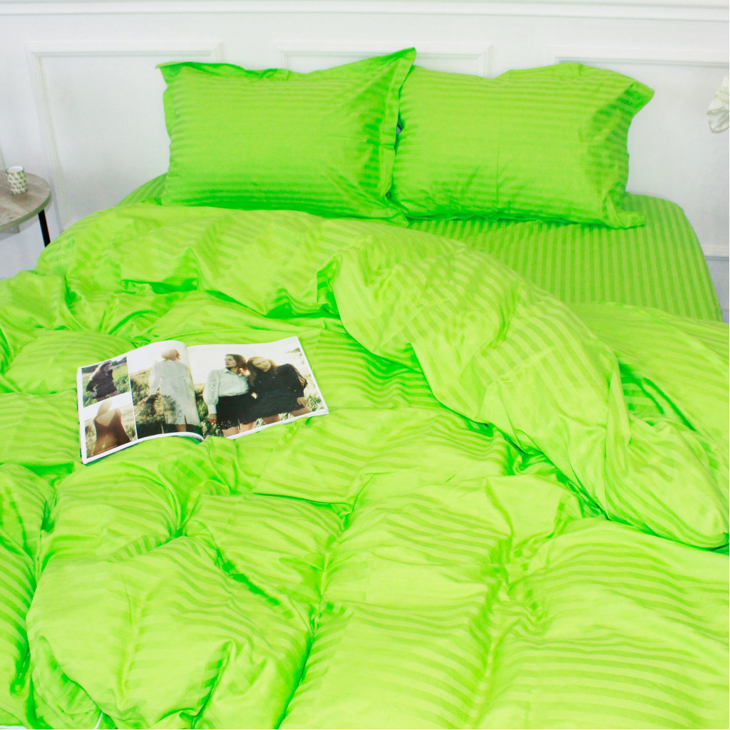 Постільна білизна MirSon Satin Stripe 30-0016 Light Green 143х210 Сімейна (2200005253694) - зображення 3