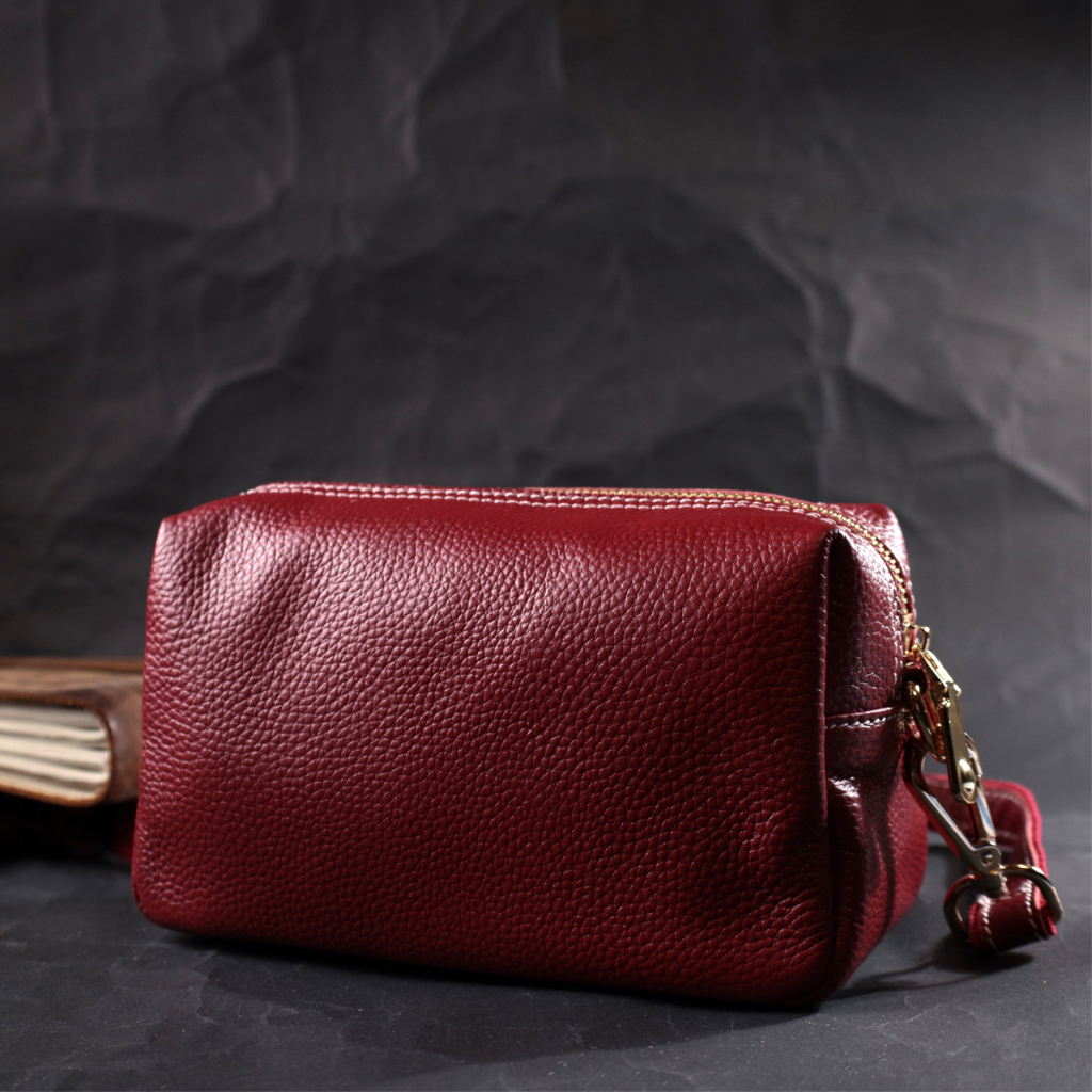 Сумка Vintage Жіноча з двома ременями з натуральної шкіри Бордова (22274) - зображення 9