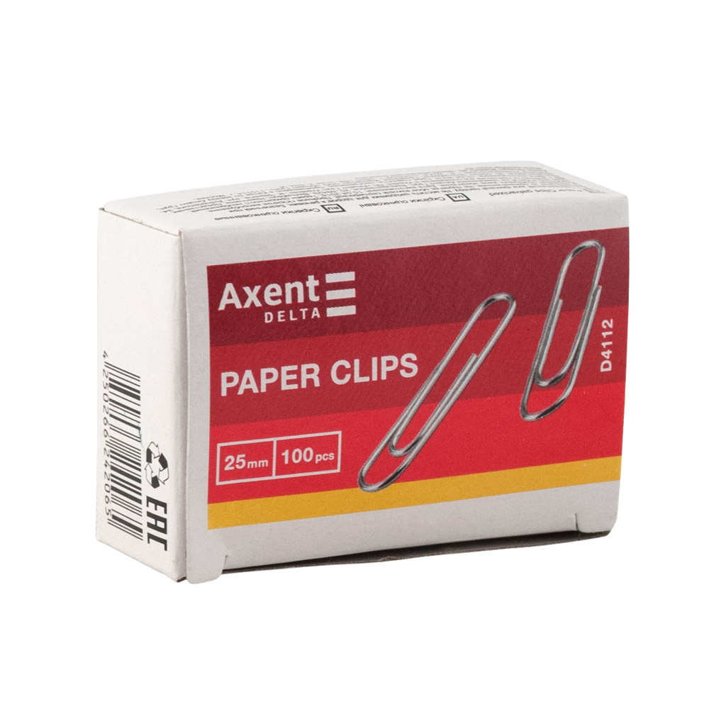 Скріпки канцелярські Axent оцинковані 25 мм 100 шт (картонна упаковка) (D4112) - зображення 2