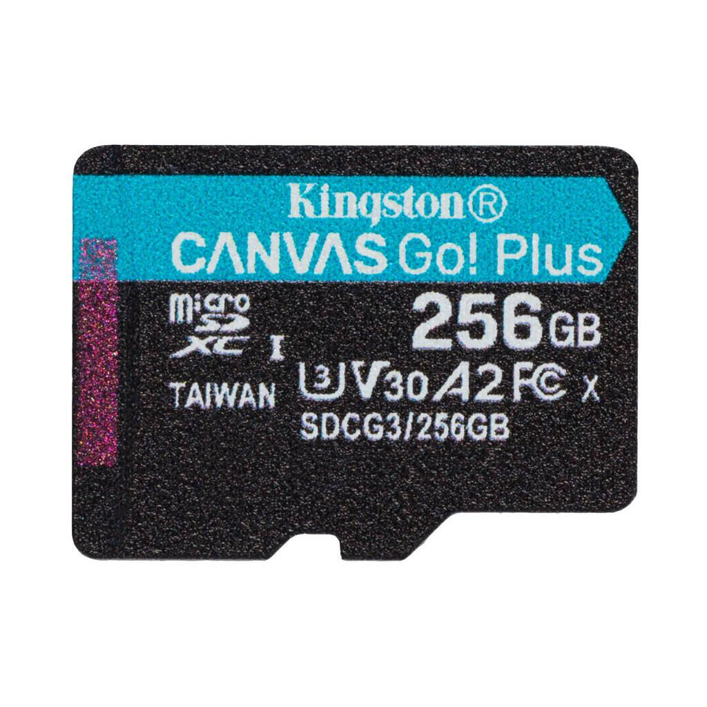 Карта пам'яті Kingston 256GB microSDXC class 10 A2 U3 V30 Canvas Go Plus (SDCG3/256GBSP) - зображення 1