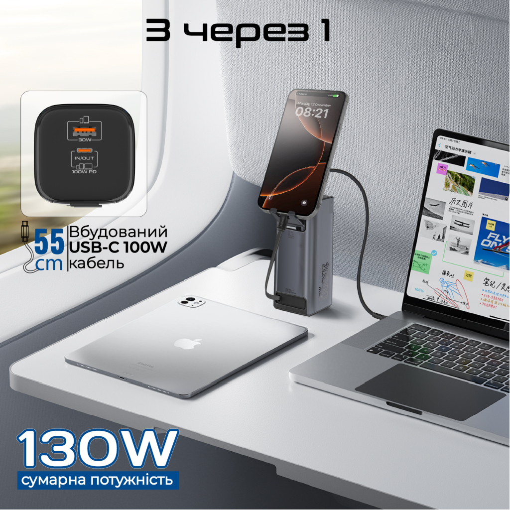 Батарея універсальна Promate 20000mAh PD/130W (titan-130rc) - изображение 4