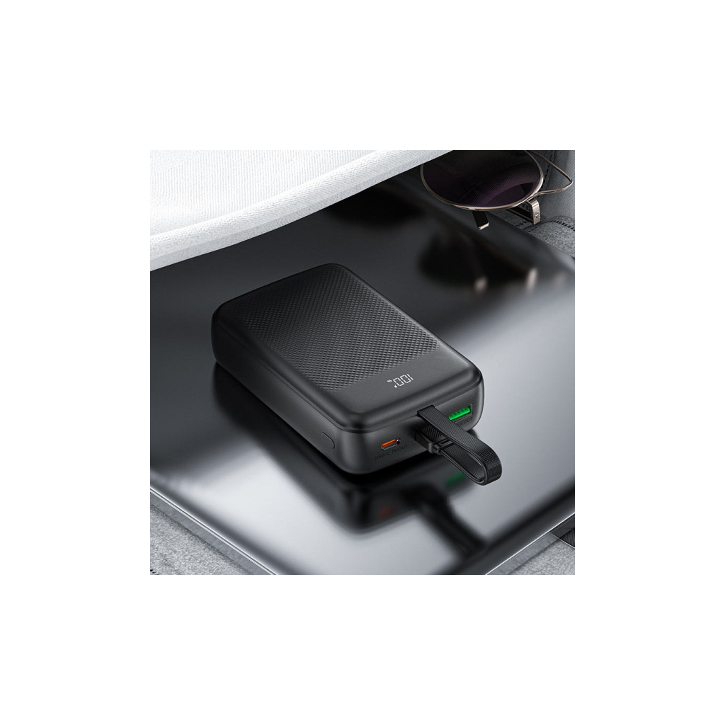 Батарея універсальна Acefast 20000mAh 22,5W PD, QC/3.0 USB-A+USB-C In/Out,build-in cable M14 Black (6974316283966) - зображення 6