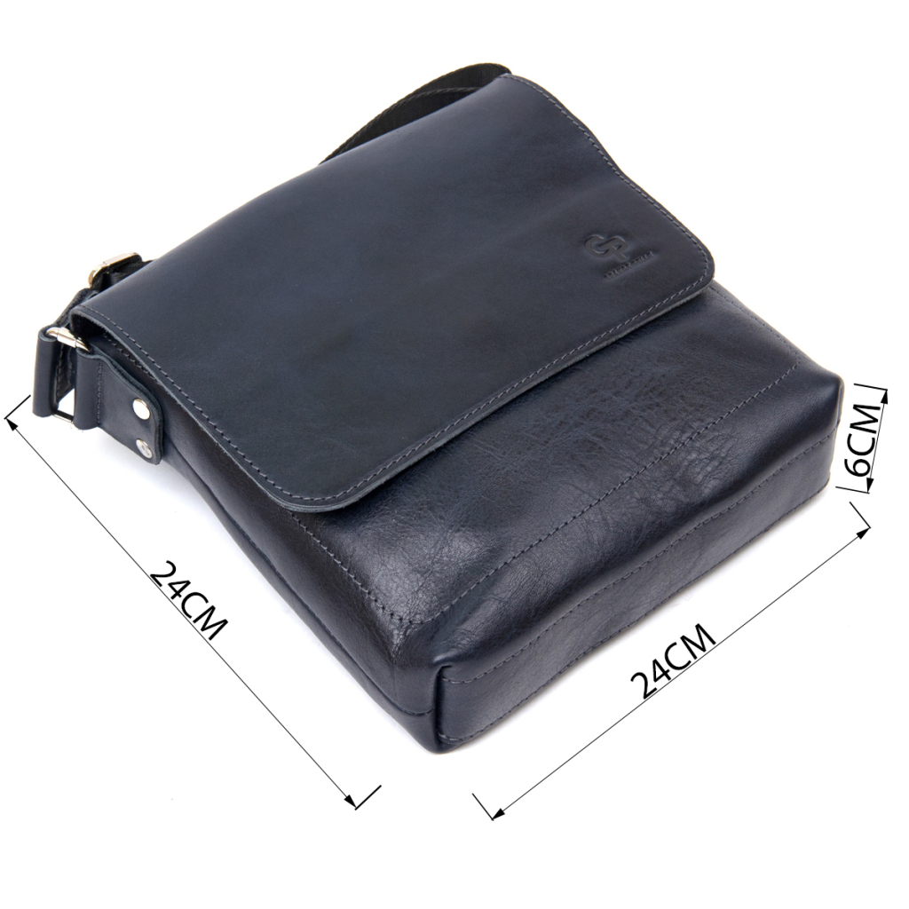 Сумка Grande Pelle Шкіряна чоловіча Темно-синя (11433) - зображення 3