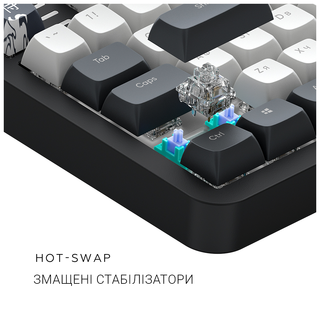 Клавіатура Dark Project ALU87 Bushido ABS RGB Mech G3MS Moonstone Black/White (DPKB_BUSHIDO_87_ANSI_UA) - зображення 8