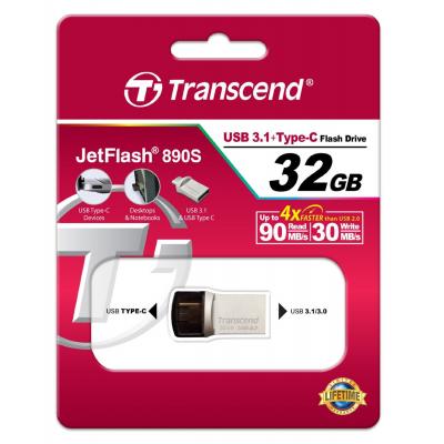 USB флеш накопичувач Transcend 32GB JetFlash 890S Silver USB 3.1 (TS32GJF890S) - зображення 4