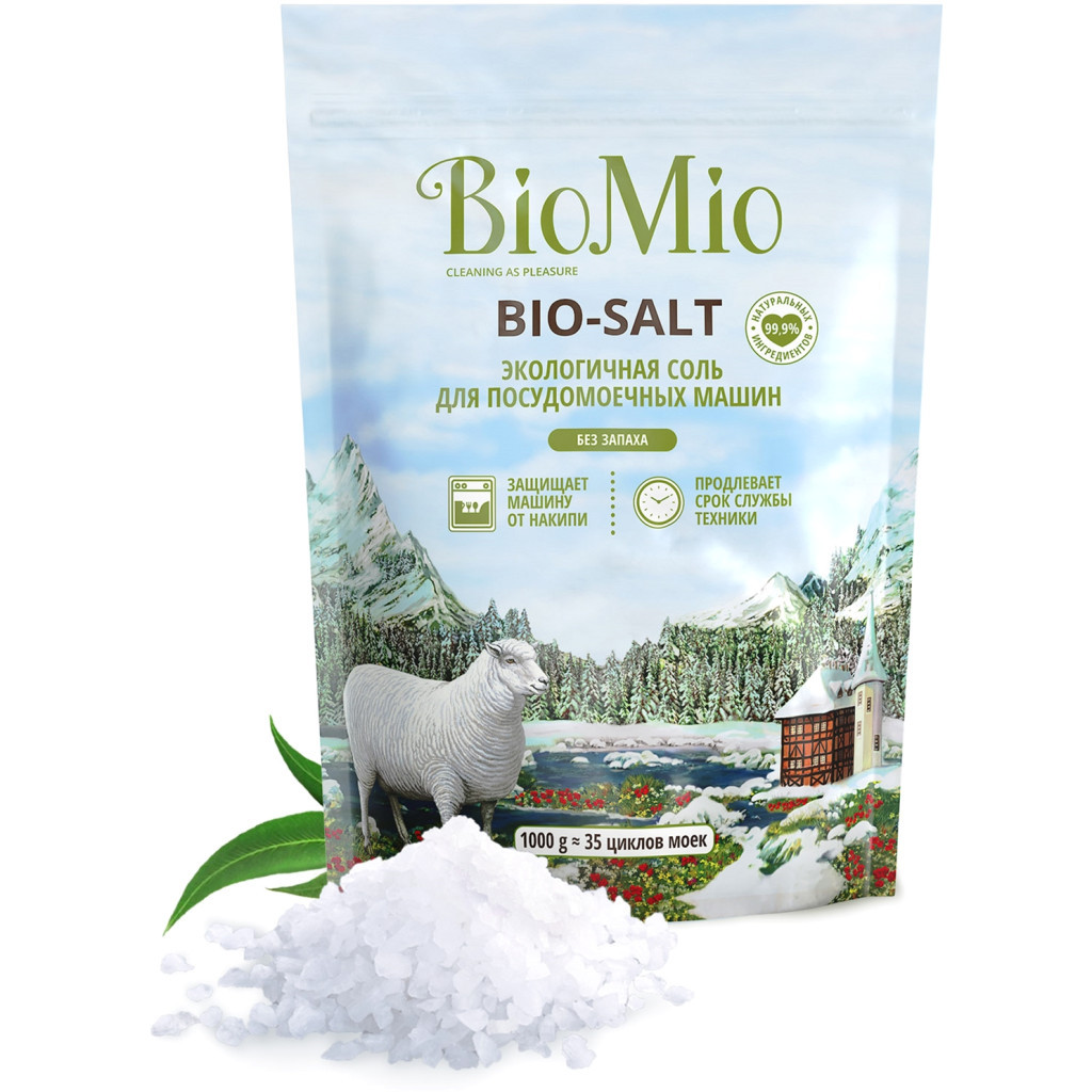 Сіль для посудомийних машин BioMio Bio-Salt без запаху 35 циклів/1 кг (4603014010728) - зображення 1