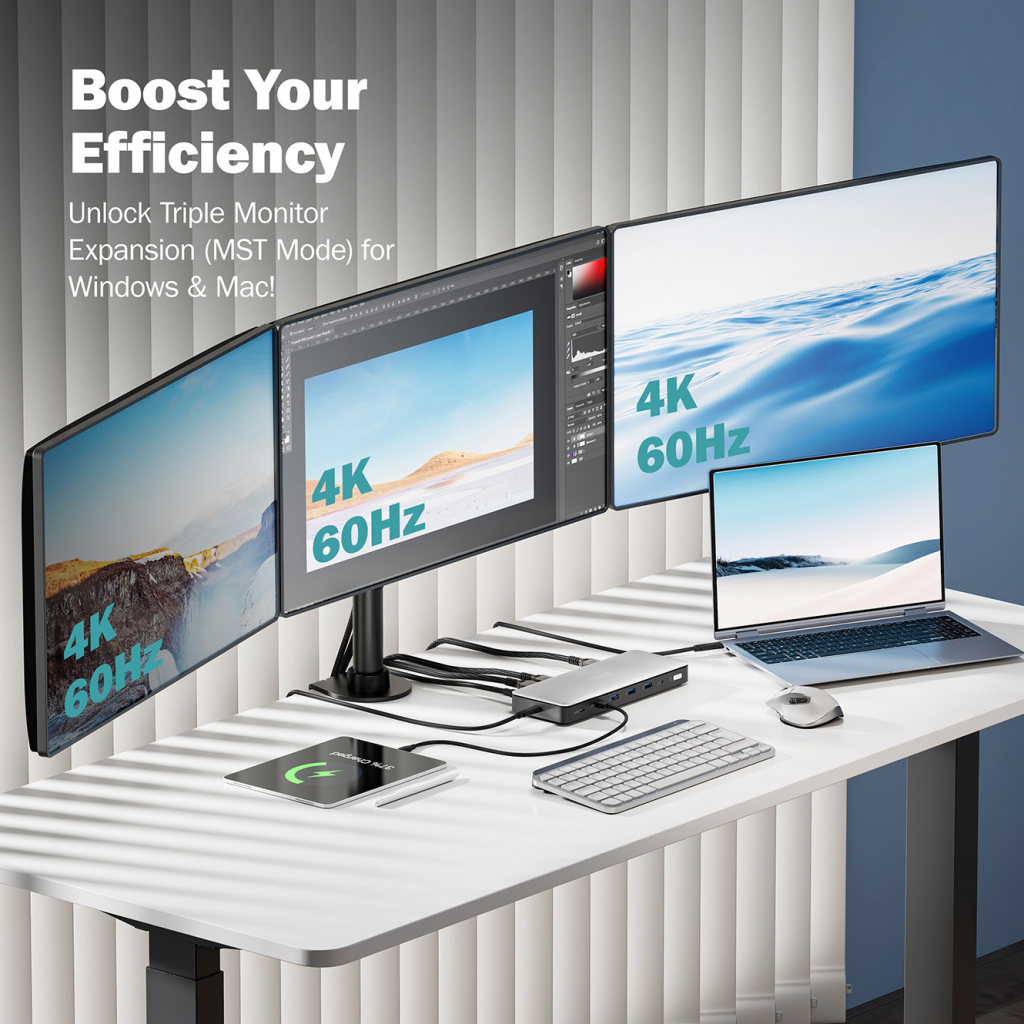 Порт-реплікатор Digitus USB-C > 3xHDMI/2xDP/4xUSB-A/USB-C/RJ54/DC/Audio (DA-70918) - изображение 11