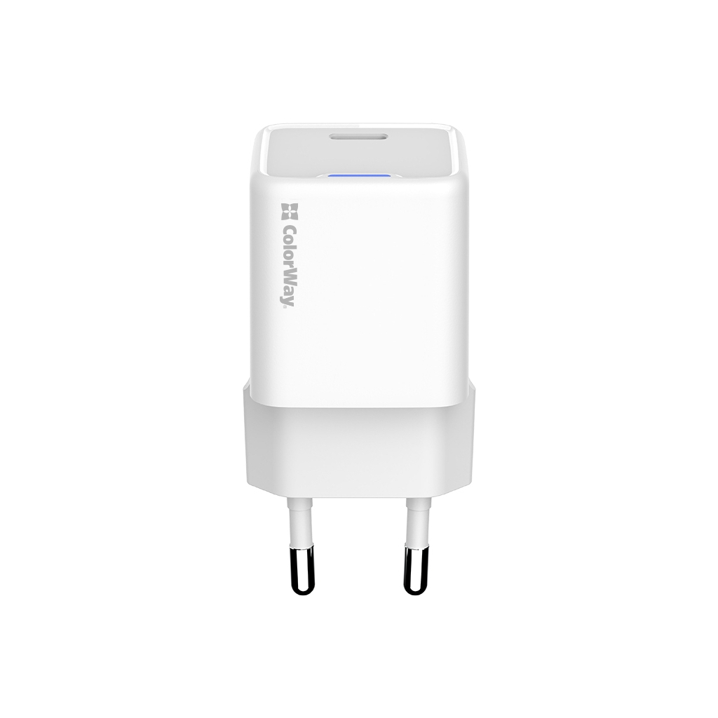 Зарядний пристрій ColorWay GaN Mini 25W PD Port PPS USB-C white (CW-CHS052PD-WT) - зображення 2