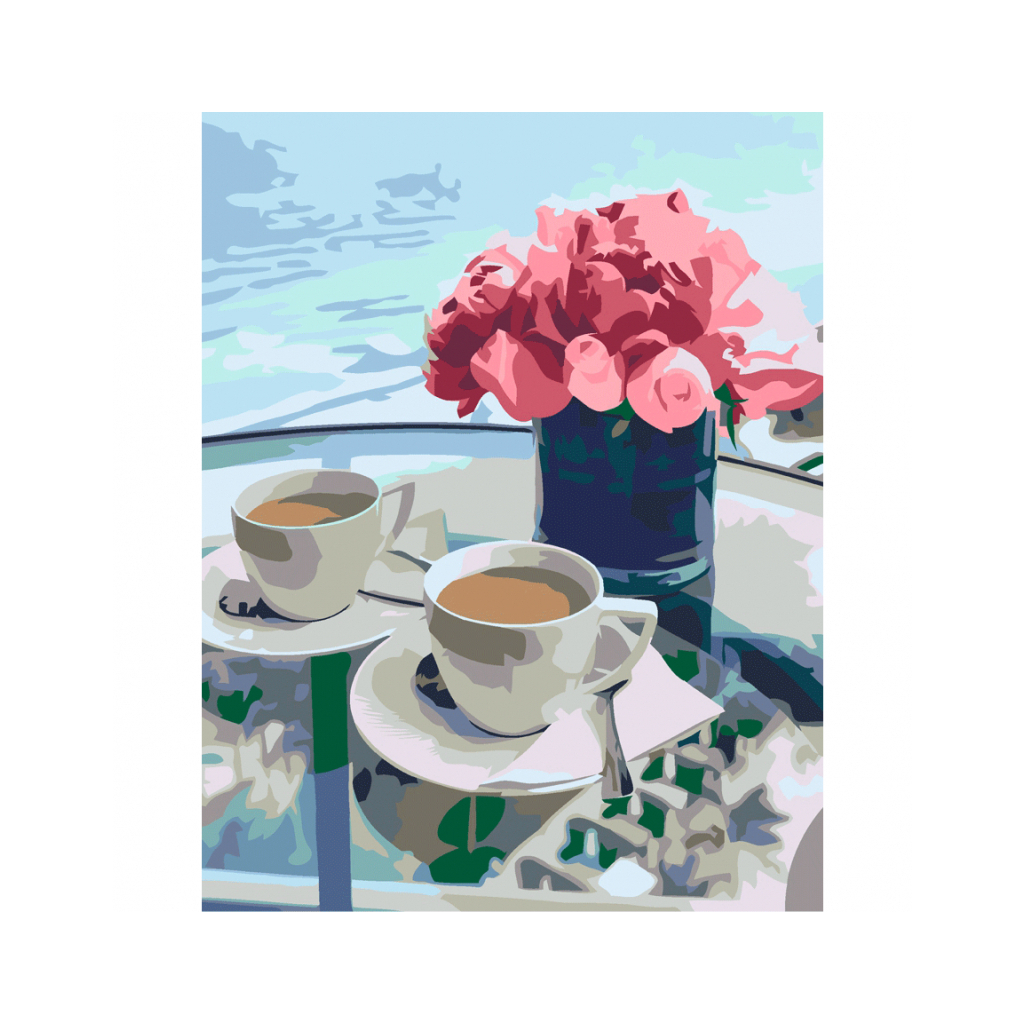 Картина по номерам Rosa Start Кава та квіти 35 х 45 см (4823098521235) - зображення 1