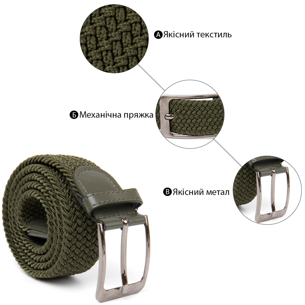 Ремінь Vintage Текстильний чоловічий Оливковий (20527) - зображення 5