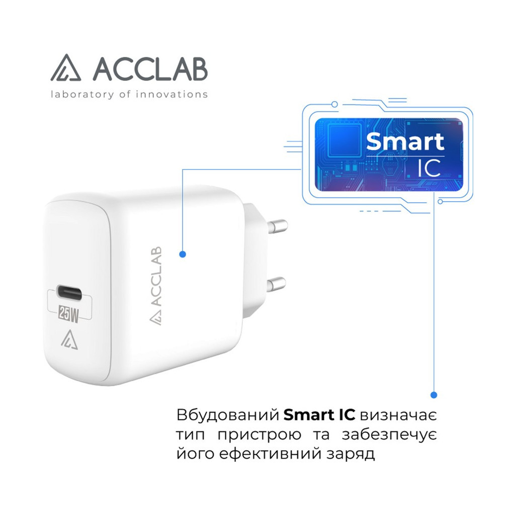 Зарядний пристрій ACCLAB AL-TC125 1хType-C 5В/3A/25W QC/PD3.0 (1283126538841) - зображення 4